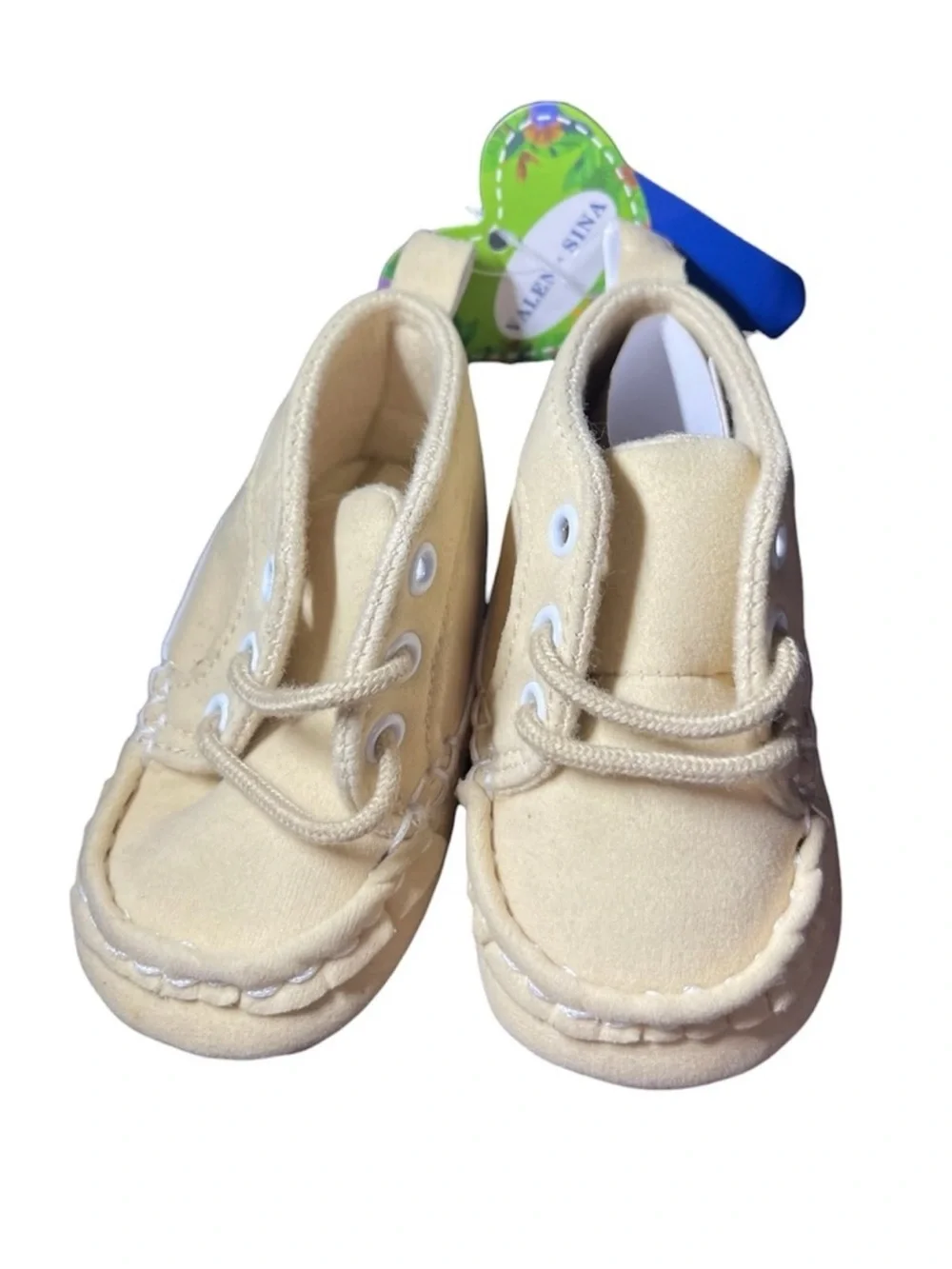 Beige Canvas Baby Shoes - Soft Lace-Up Crib Sneakers